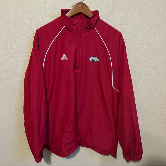 Adidas Men’s Arkansas Razorbacks Quarter Zip Windbreaker Pullover - Picture 1 of 3